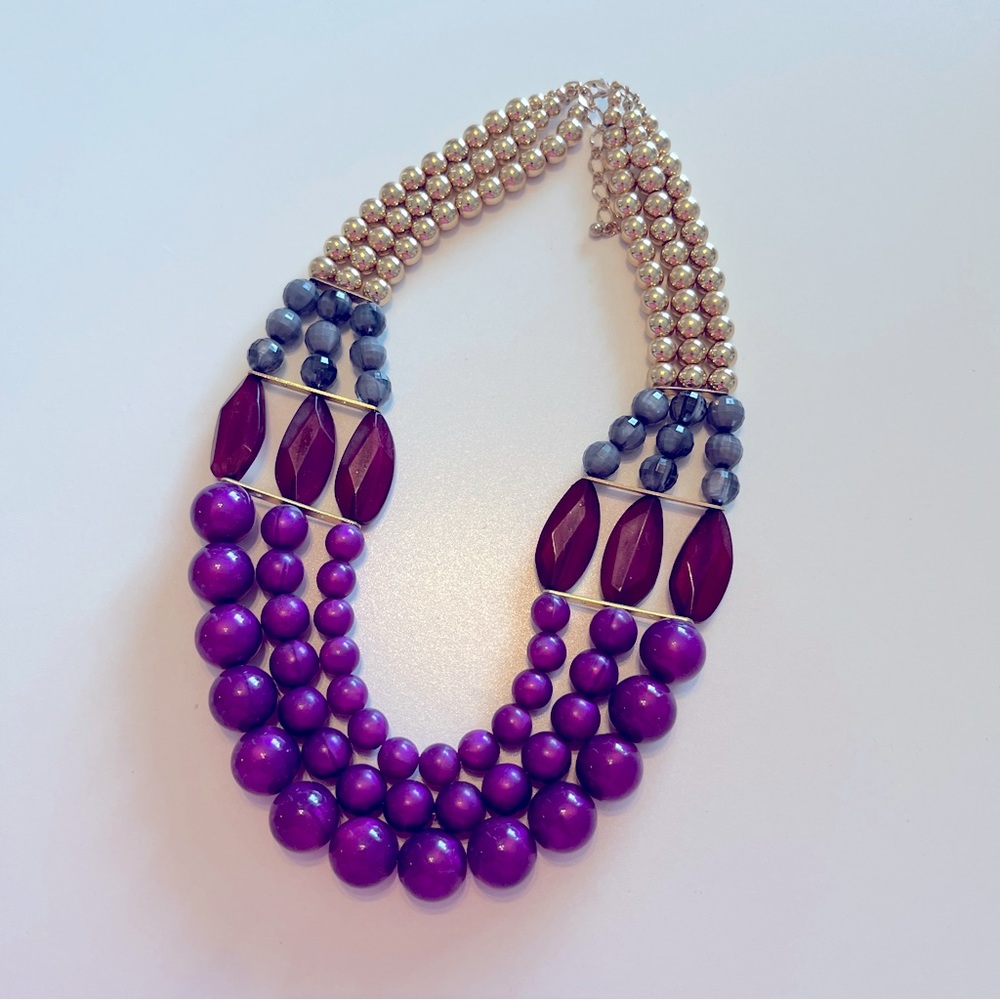 Purple and gold beaded necklace. New without tags.